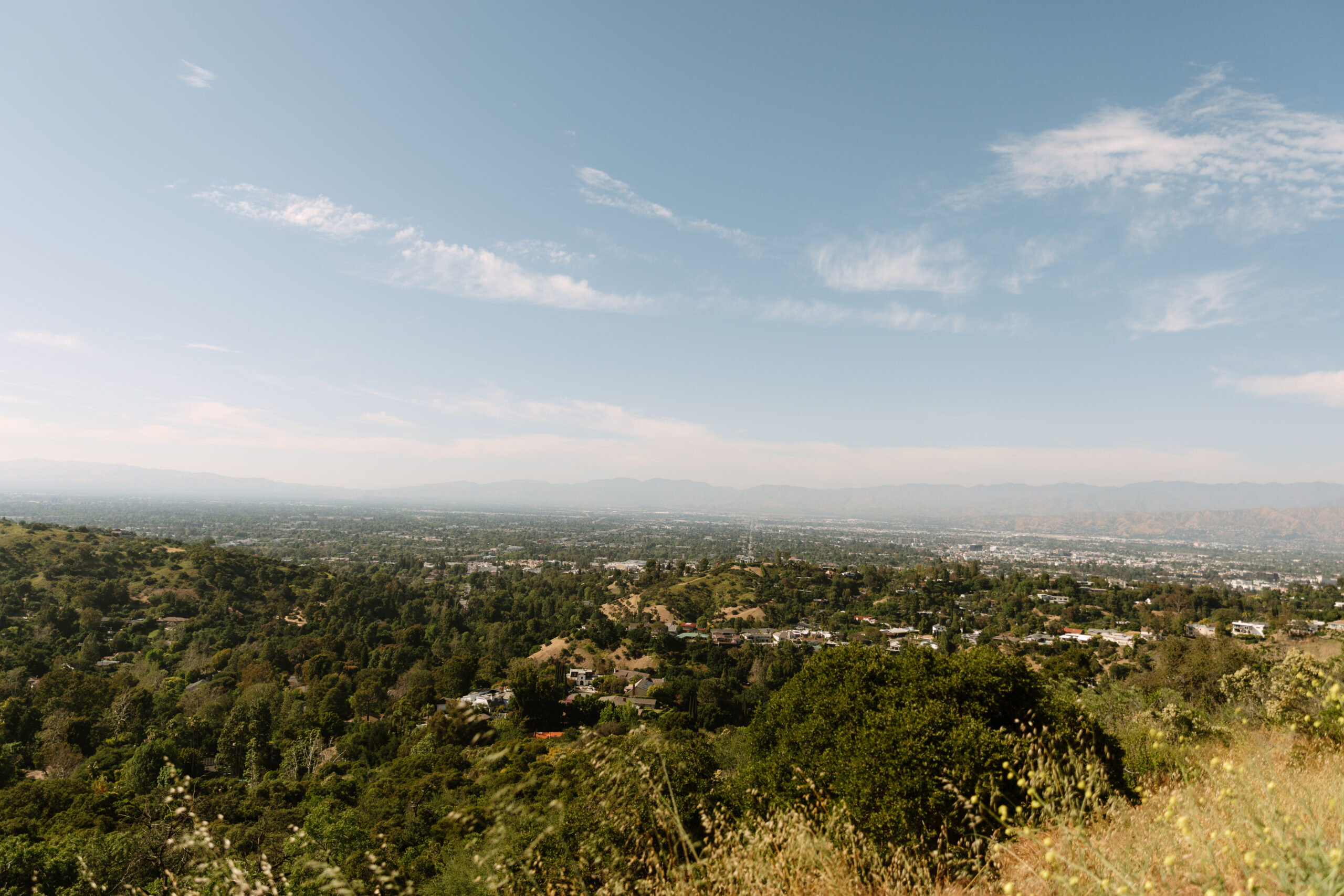 landscape photo of Los Angeles on a sunny day looking down from Mulholland Drive