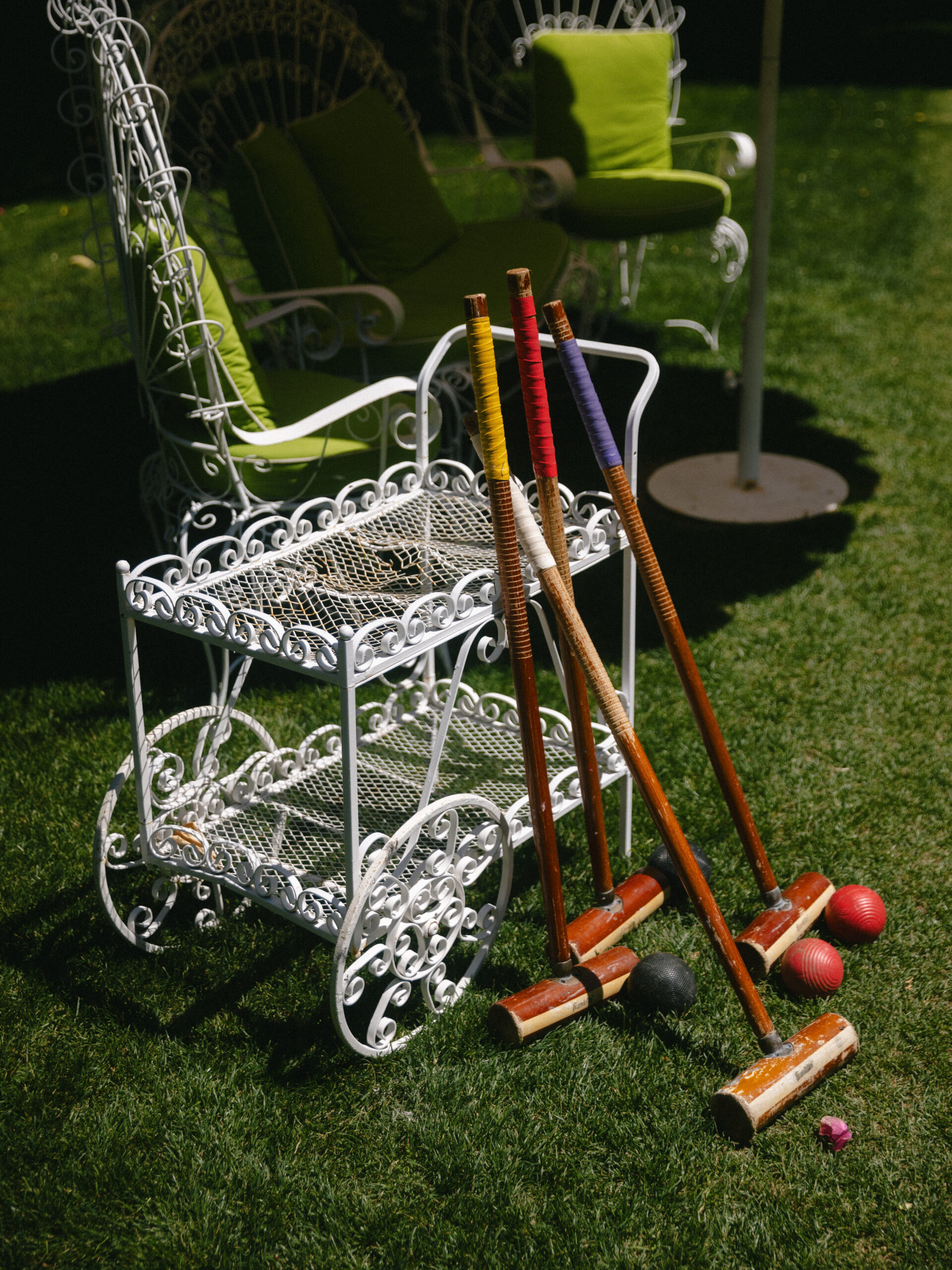 croquet setup at Parker Palm Springs cocktail hour